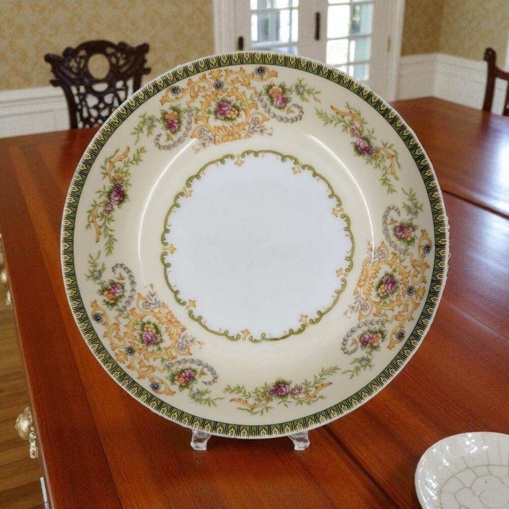 P B Charm Fruit Berry Bowl 5 1/4" Japan Floral Green Gold Trim 1950 - 1960s